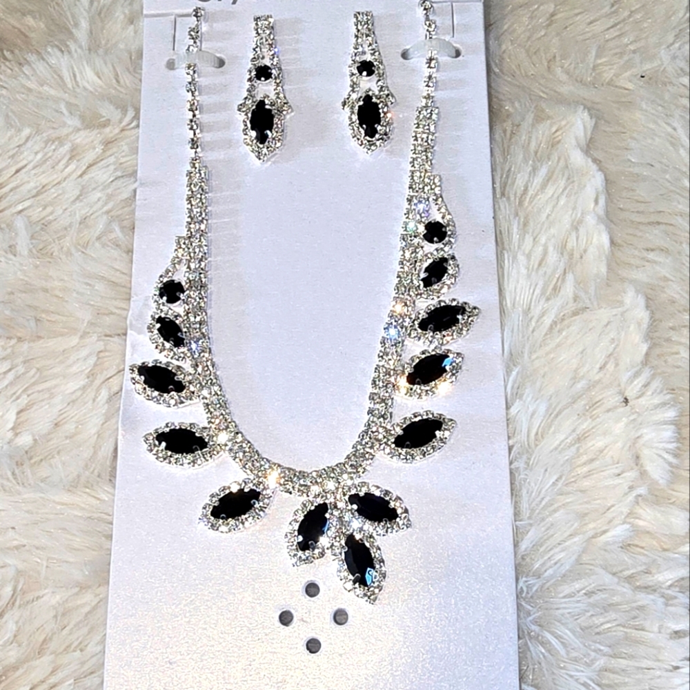 Elegant Silver and Black Jewelry Set